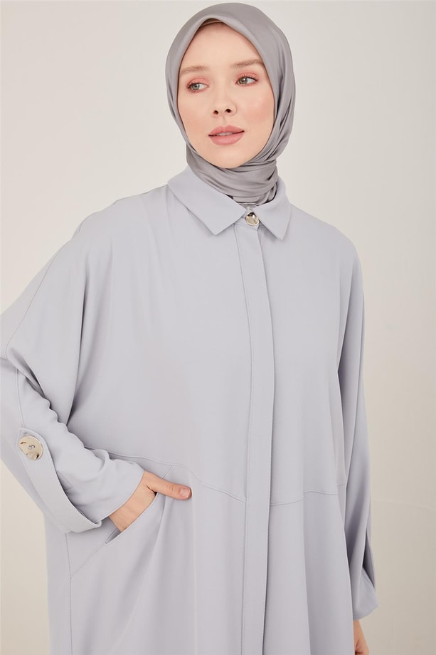 Armine Oversize Apoletli Kap 23Y7002 Gri