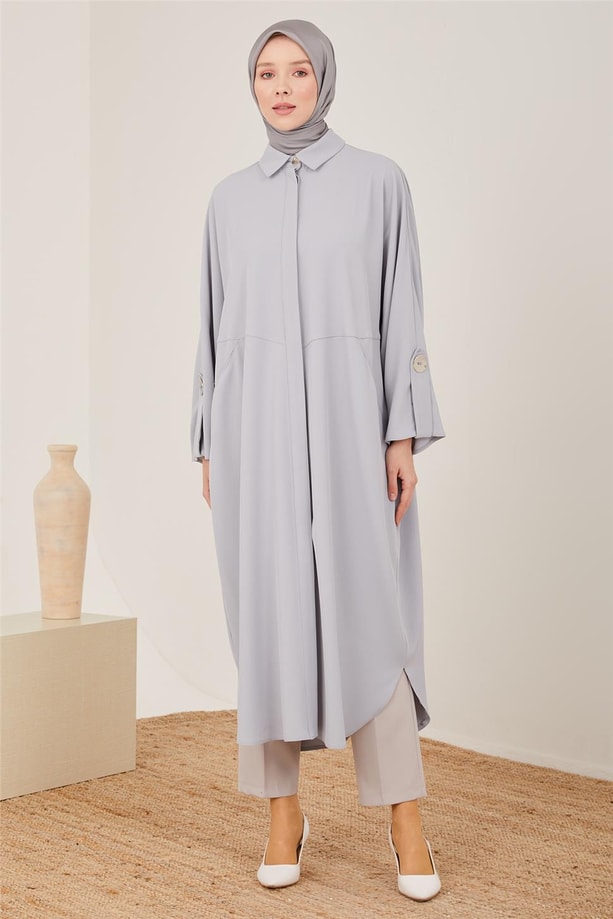 Armine Oversize Apoletli Kap 23Y7002 Gri