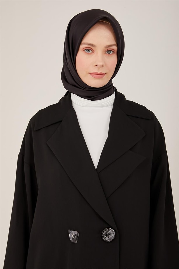 Armine Çift Yakalı Kap 23Y7003 Siyah