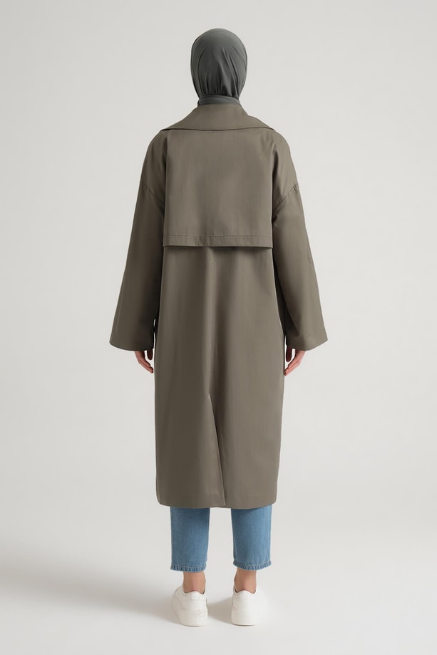 Armine Yarım Astarlı Pamuk Oversize Kap 23Y7007 Haki