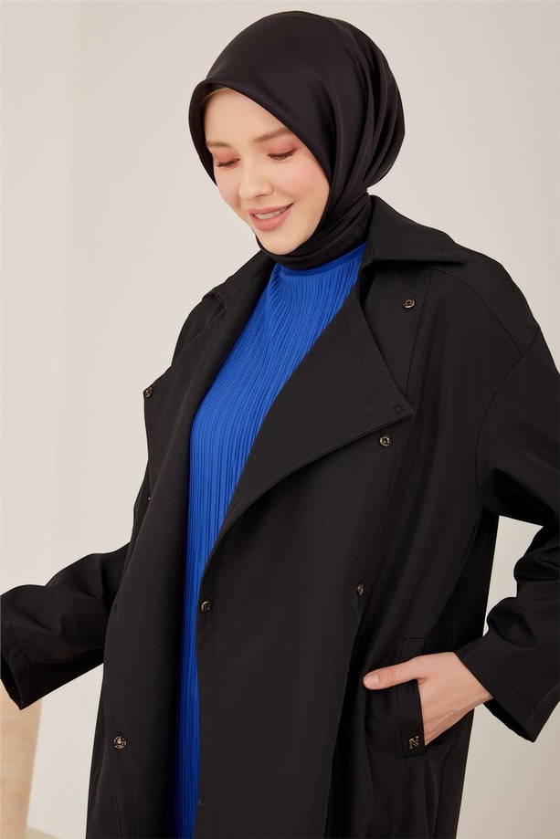Armine Çift Fletolu Çıtçıtlı Kap 23Y7009 Siyah