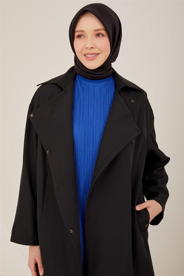 Armine Çift Fletolu Çıtçıtlı Kap 23Y7009 Siyah