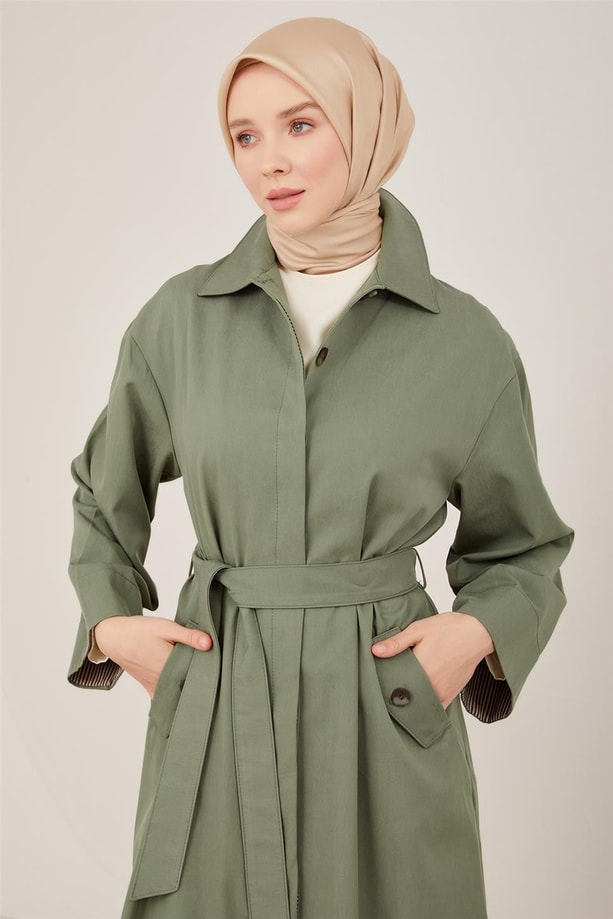 Armine Garnili Ve Arma Detaylı Tencel Pamuk Kap 23Y7011 Çağla