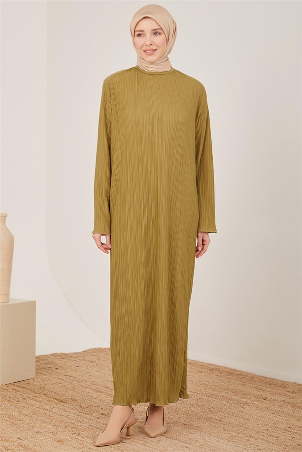 Armine Elbise 23YD7401 Yağ Yeşili
