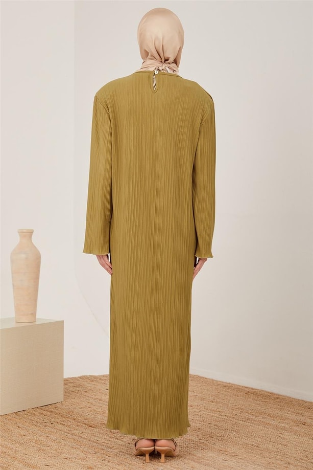 Armine Elbise 23YD7401 Yağ Yeşili