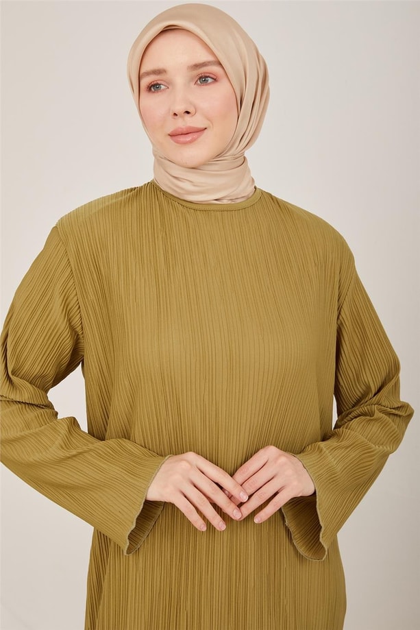 Armine Elbise 23YD7401 Yağ Yeşili