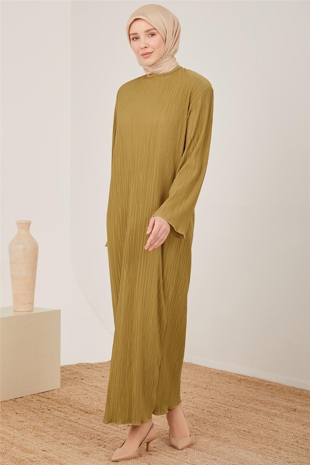 Armine Elbise 23YD7401 Yağ Yeşili