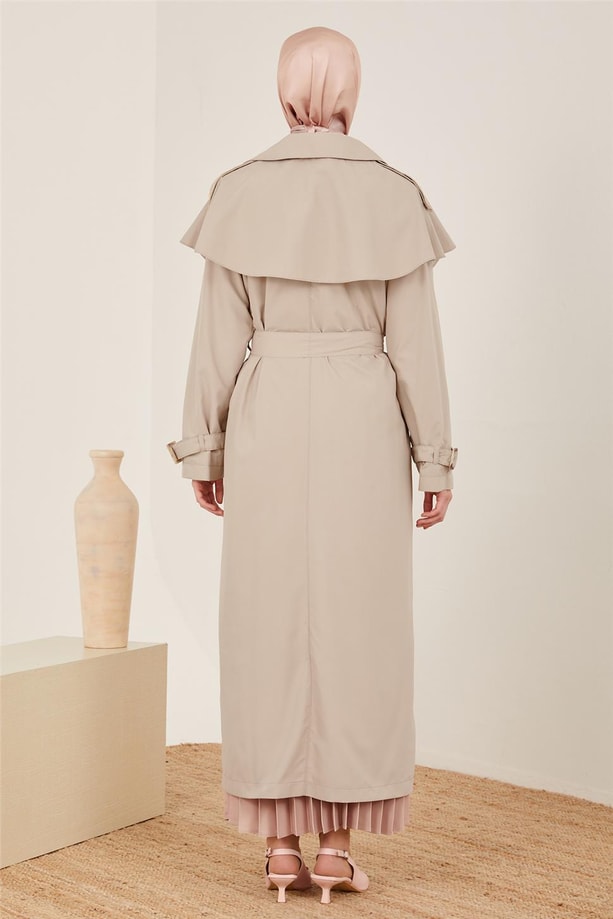 Armine Rüzgarlığı Volanlı Trenchcoat 23Y8300 Bej