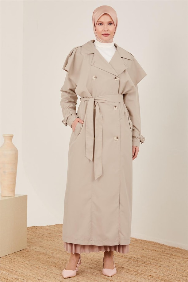Armine Rüzgarlığı Volanlı Trenchcoat 23Y8300 Bej