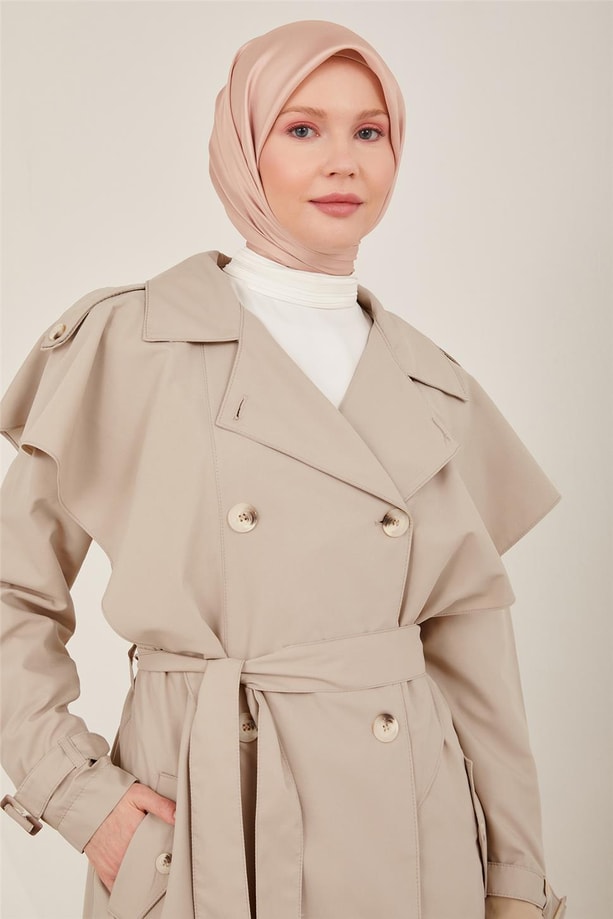 Armine Rüzgarlığı Volanlı Trenchcoat 23Y8300 Bej