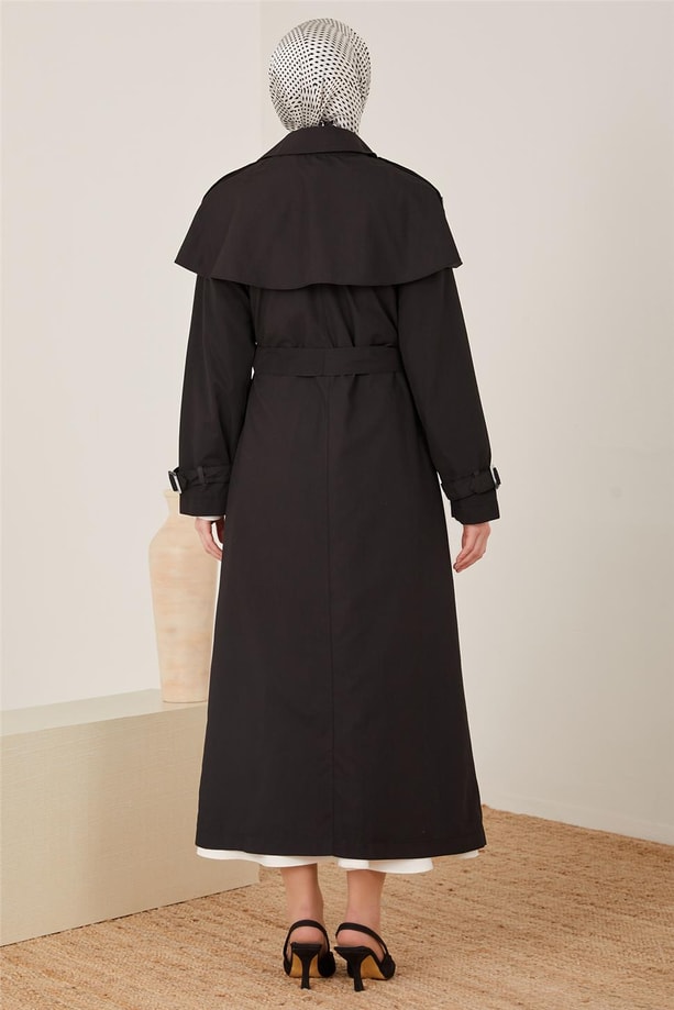 Armine Rüzgarlığı Volanlı Trenchcoat 23Y8300 Siyah