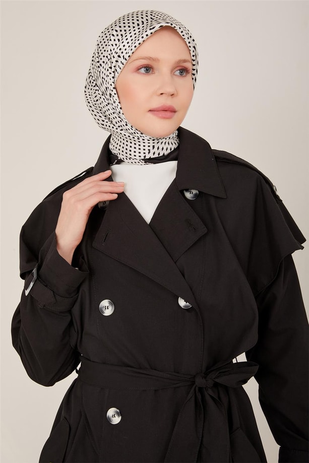 Armine Rüzgarlığı Volanlı Trenchcoat 23Y8300 Siyah
