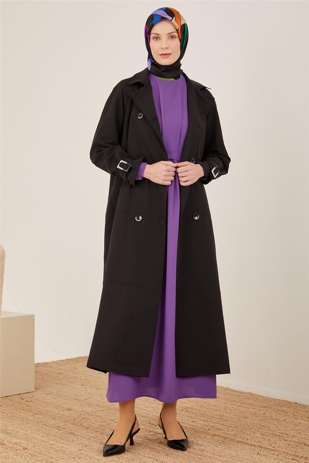 Armine Kesikli Pardesü 23Y8302 Siyah