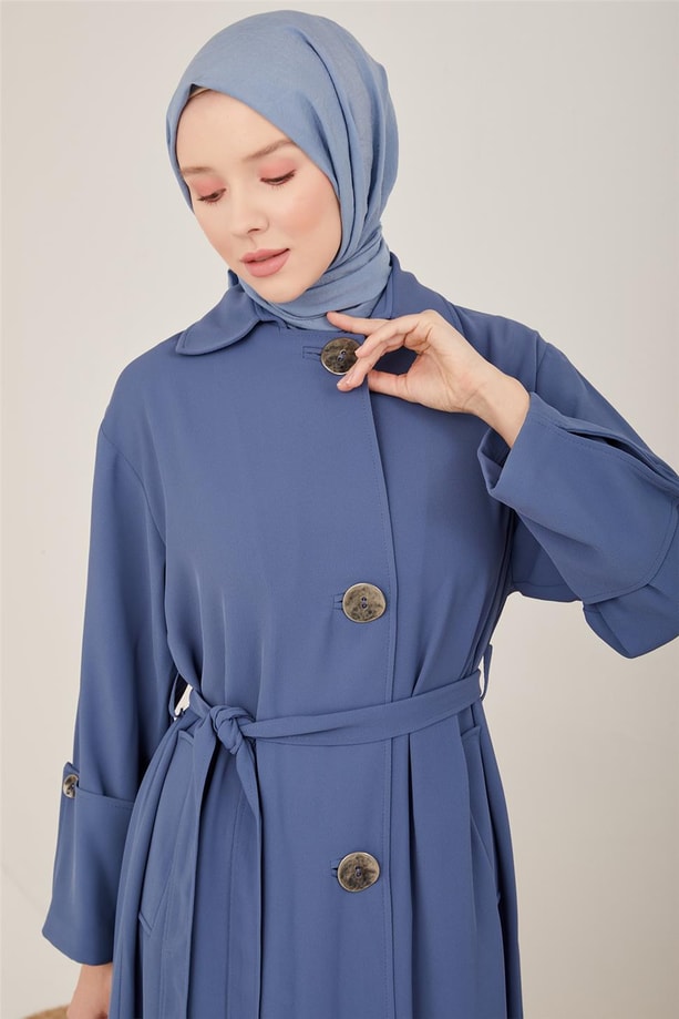 Armine Kol Fleto İlikli Pardesü 23Y8304 İndigo