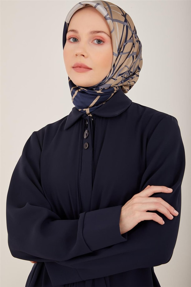 Armine Şifonu Bağlanabilen Taşlı Pardesü 23Y8313 Lacivert