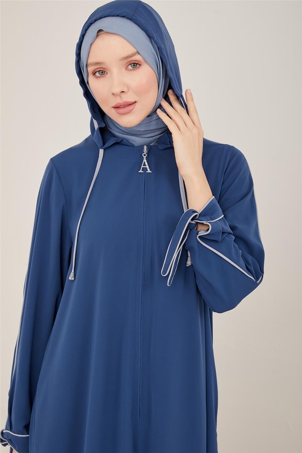 Armine Biyeli Ve Fermuarlı Ferace 23Y8403 İndigo