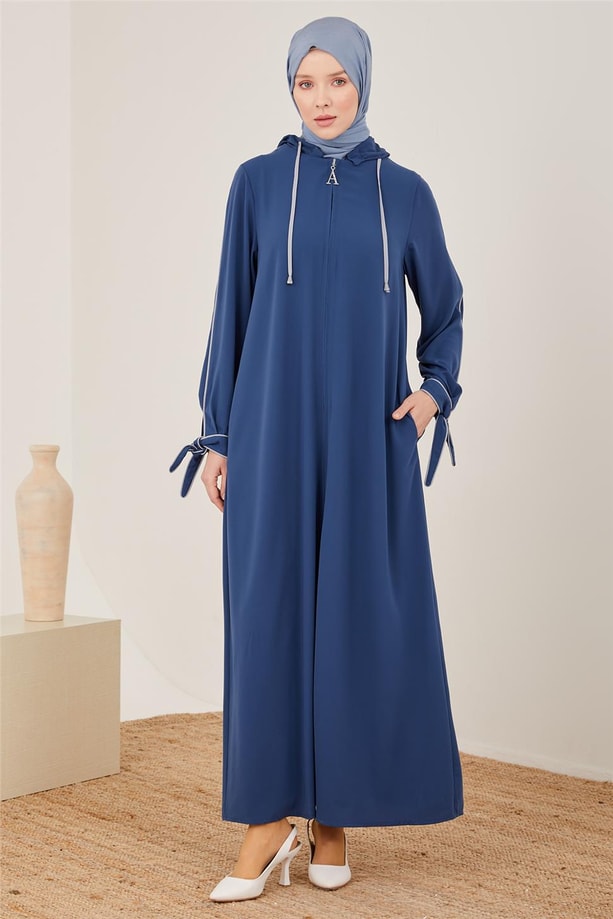 Armine Biyeli Ve Fermuarlı Ferace 23Y8403 İndigo