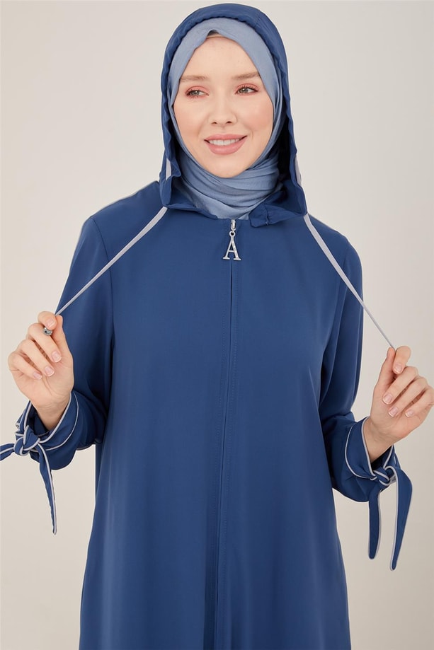 Armine Biyeli Ve Fermuarlı Ferace 23Y8403 İndigo