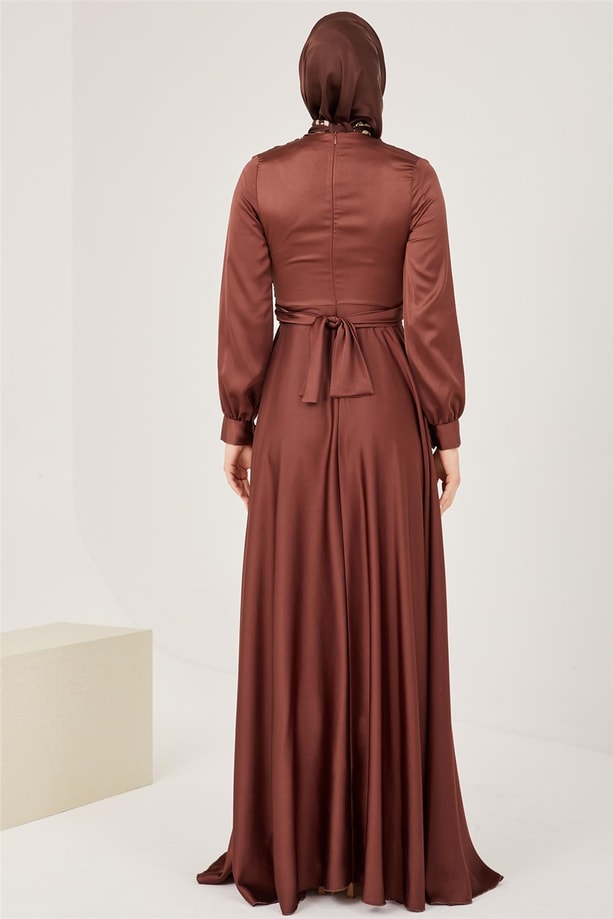 Armine Abiye Elbise 23YD9101 Kahverengi