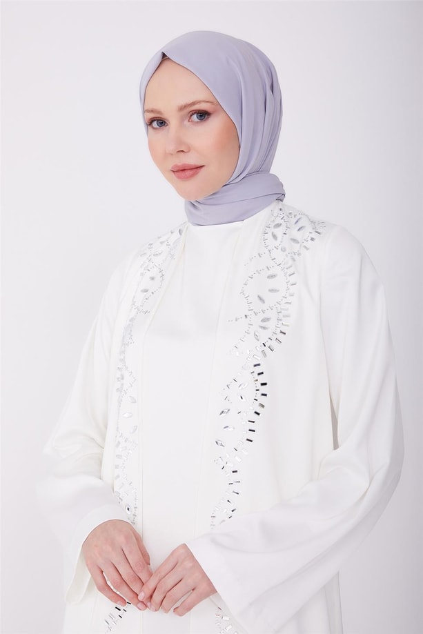 Armine Taşlı Takım Gibi Görünen Elbise 23Y9601 Beyaz