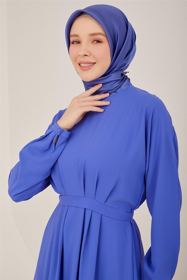 Armine Beli Pile Detaylı Aller Kuşaklı Elbise 23Y9613 Morcivert