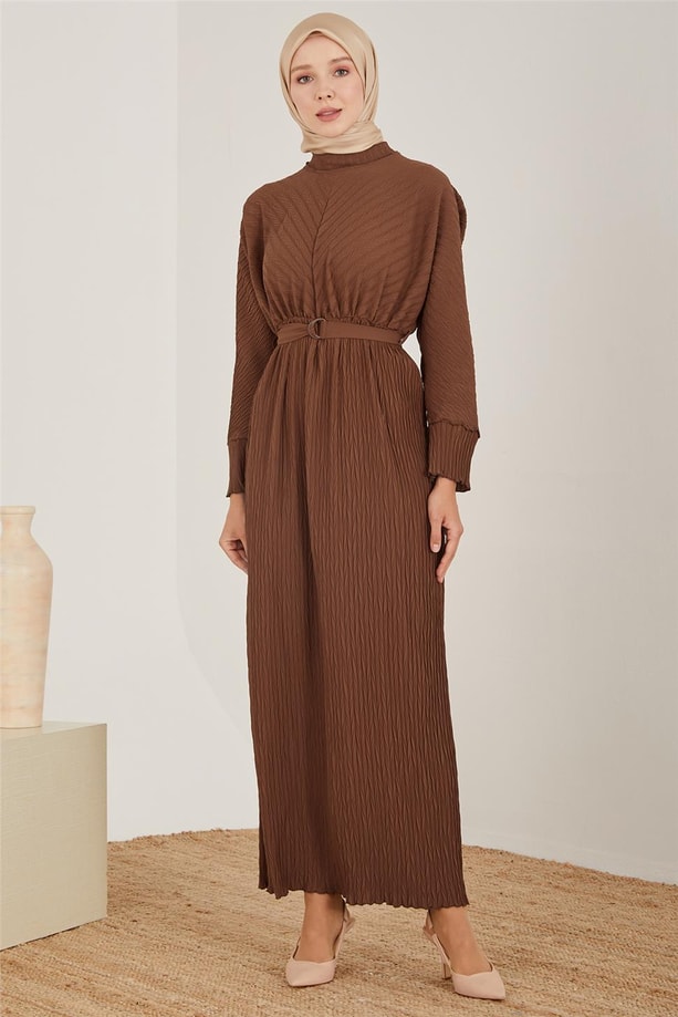 Armine Verev Piliseli Elbise 23Y9626 Çikolata