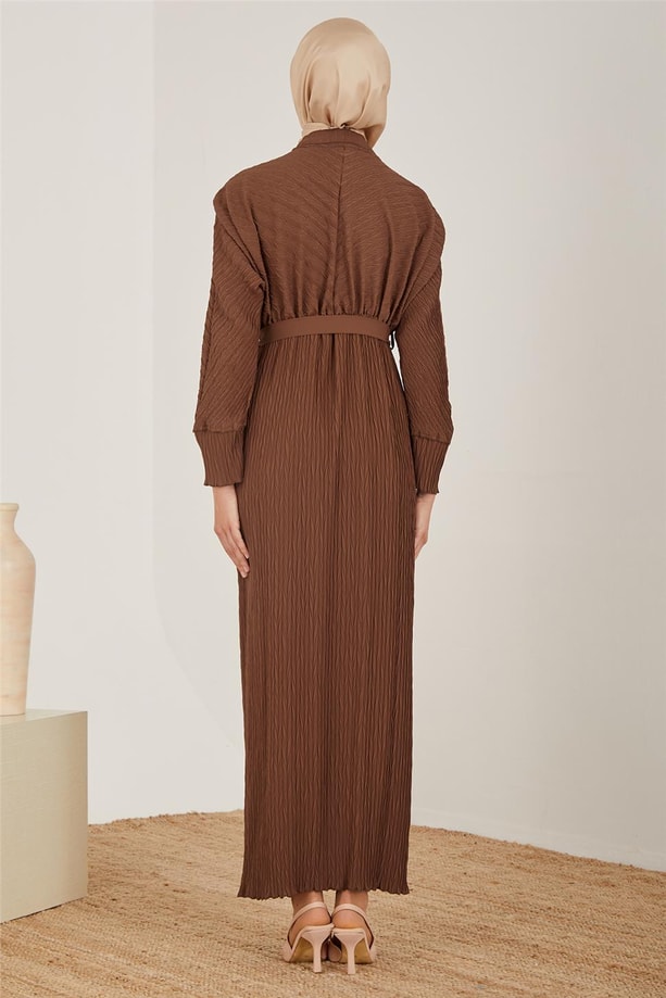 Armine Verev Piliseli Elbise 23Y9626 Çikolata