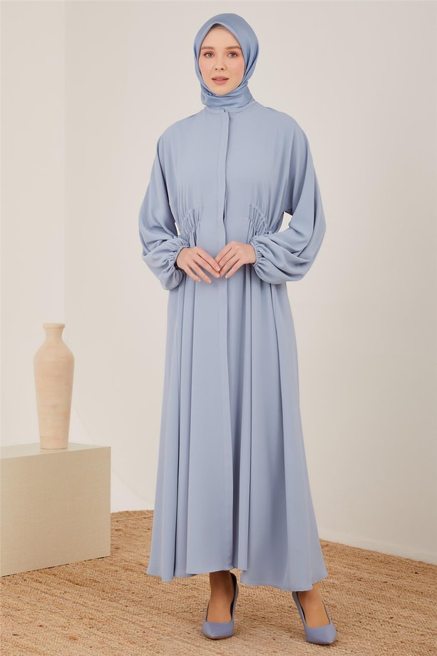 Armine Beli Tünelli Elbise 23Y9639 Gri Mavi