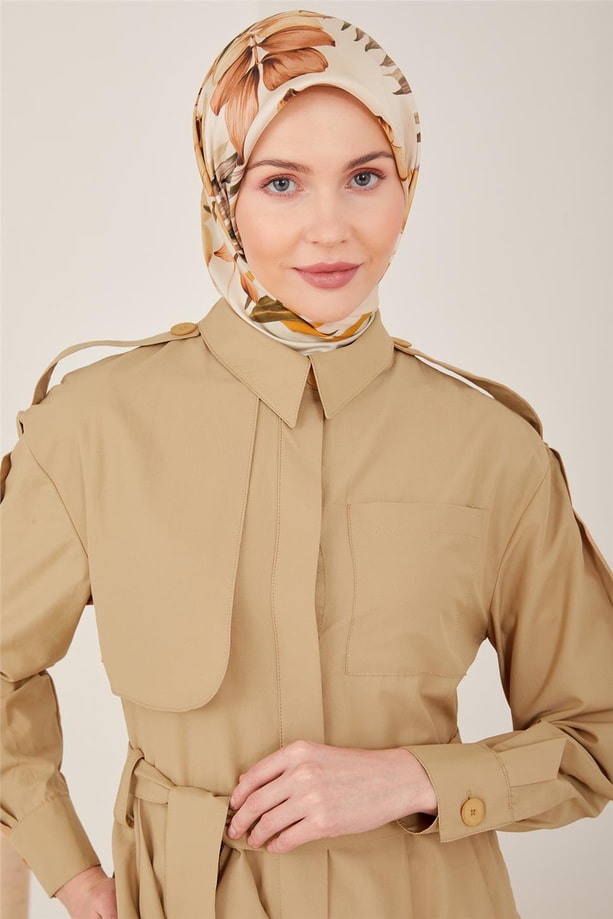 Armine Rüzgarlıklı Pamuk Elbise 23Y9640 Camel
