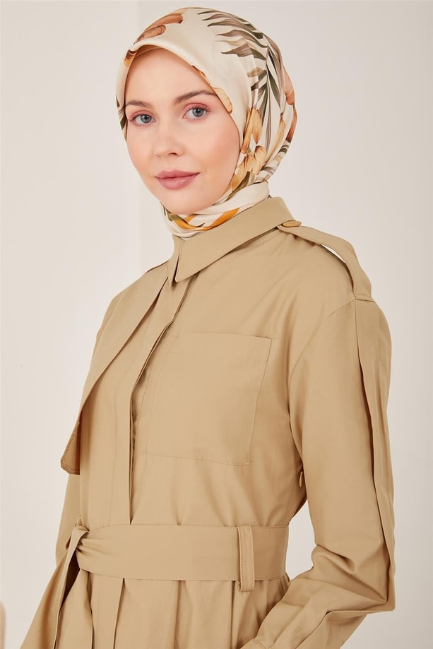 Armine Rüzgarlıklı Pamuk Elbise 23Y9640 Camel