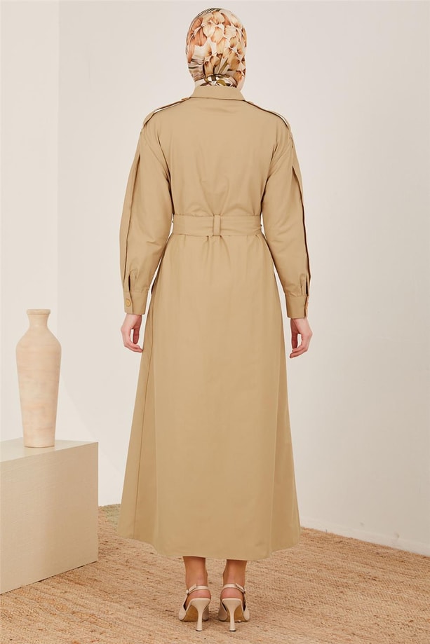 Armine Rüzgarlıklı Pamuk Elbise 23Y9640 Camel