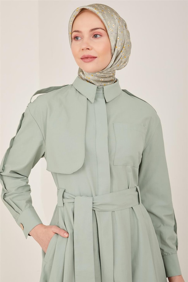 Armine Rüzgarlıklı Pamuk Elbise 23Y9640 Haki