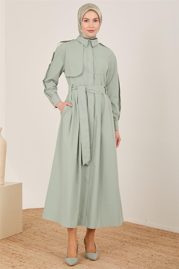 Armine Rüzgarlıklı Pamuk Elbise 23Y9640 Haki