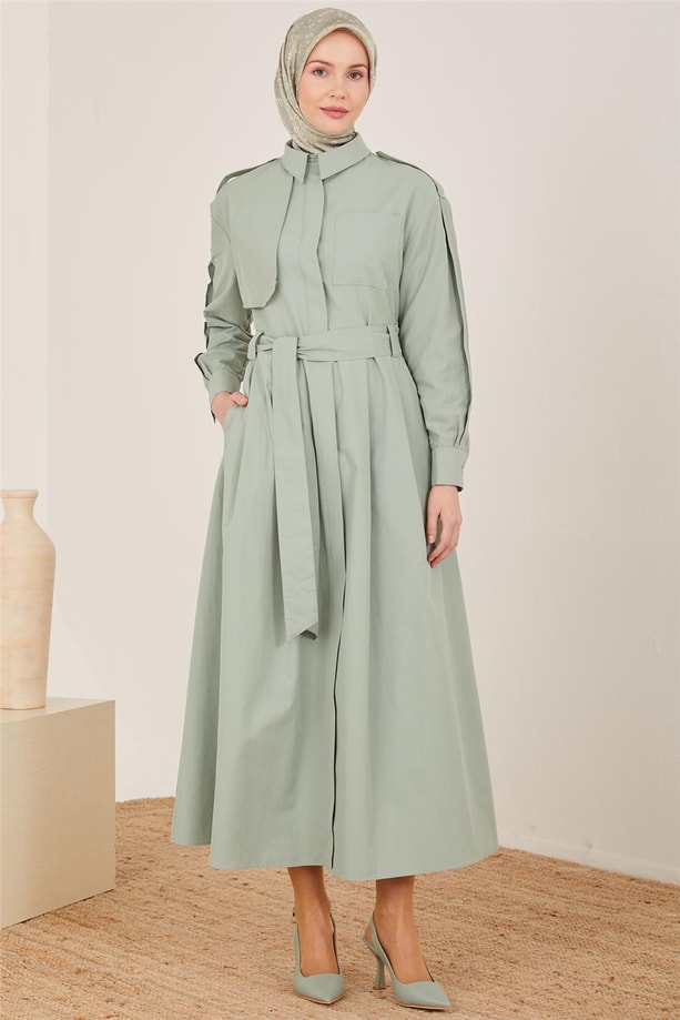 Armine Rüzgarlıklı Pamuk Elbise 23Y9640 Haki