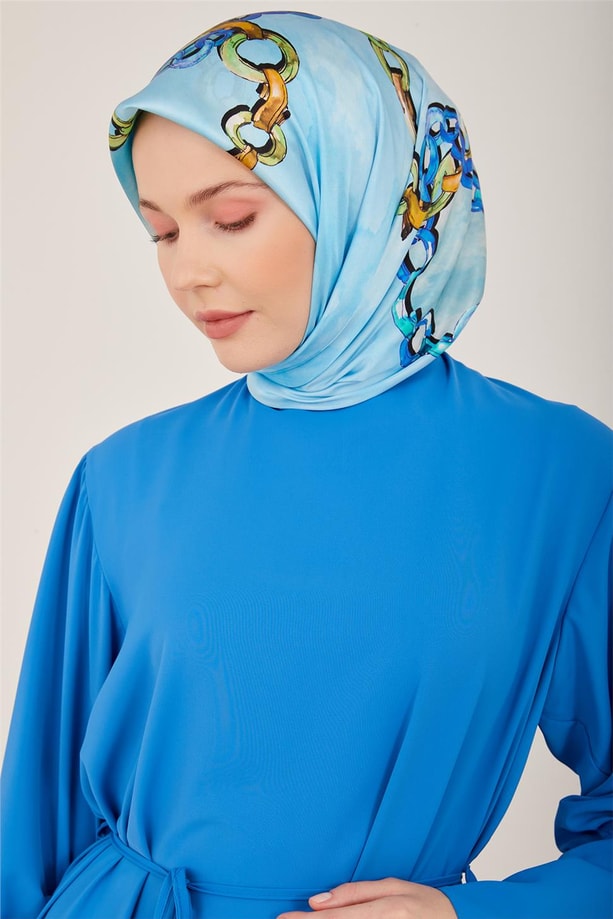 Armine Uzun Manşetli Bağ Ucu İşlemeli Elbise 23Y9647 Kobalt