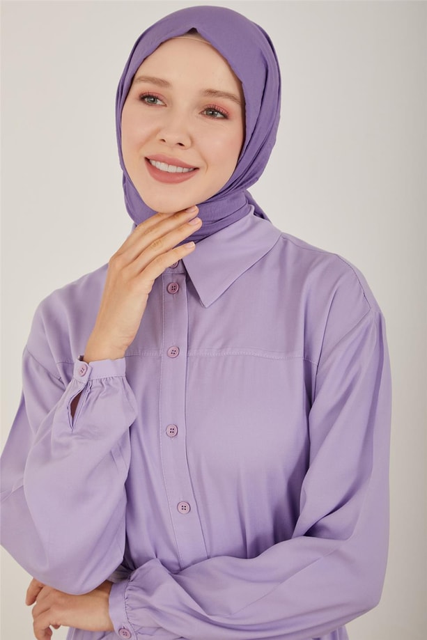 Armine Cebi Allerli Viskon Elbise 23Y9661 Lavanta