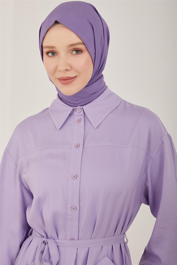 Armine Cebi Allerli Viskon Elbise 23Y9661 Lavanta