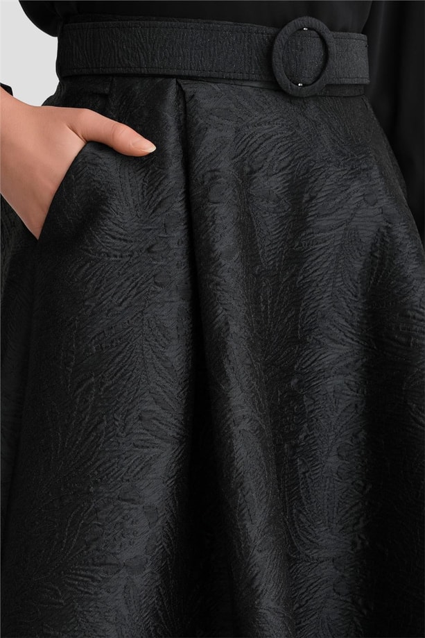 Armine Jakarlı Kabarık Etek 24K1700 Siyah