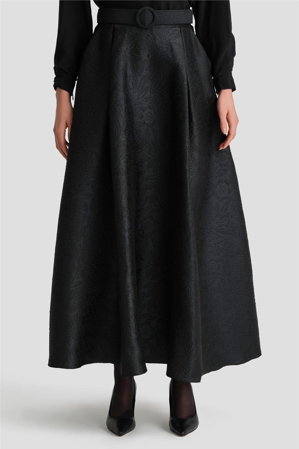 Armine Jakarlı Kabarık Etek 24K1700 Siyah