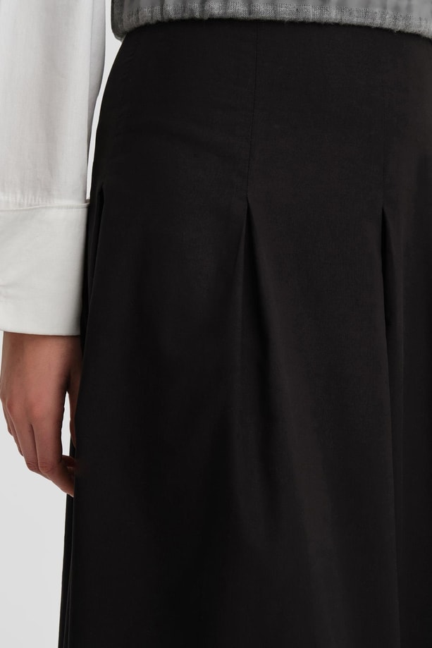 Armine Pileli Pamuk Etek 24K1705 Siyah