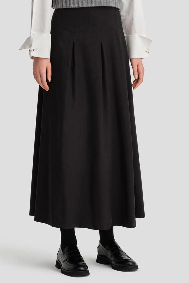 Armine Pileli Pamuk Etek 24K1705 Siyah