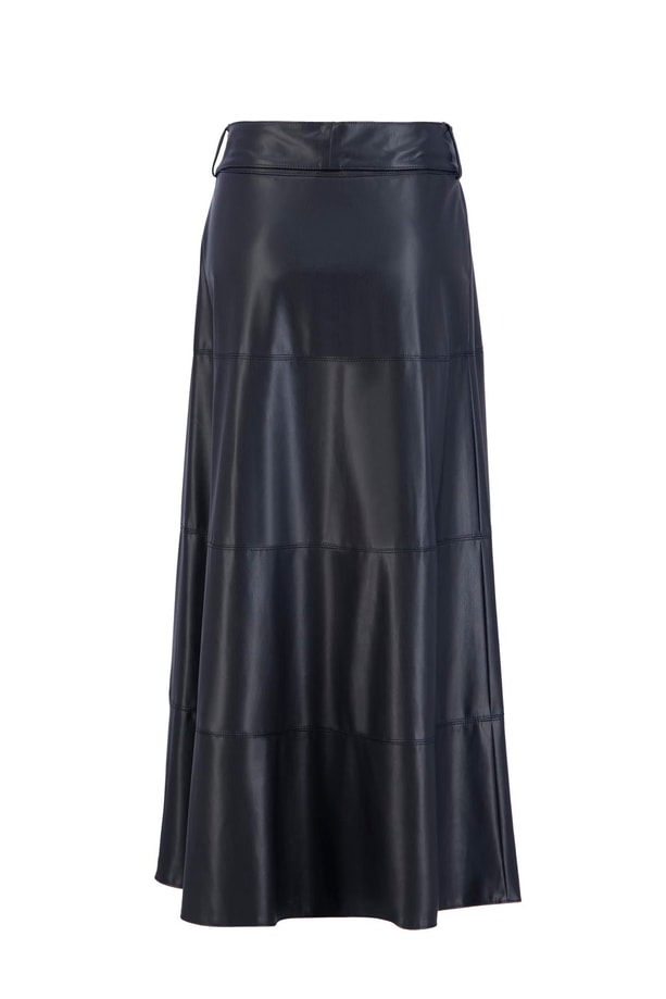 Armine Bağlamalı Deri Etek 24K1706 Siyah