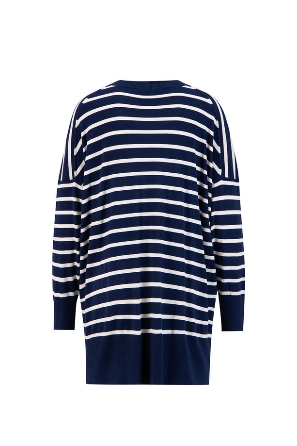 Armine Çizgili Triko Tunik 24Kd2007 Lacivert