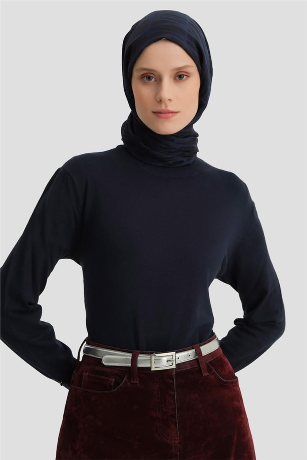 Armine Metal Aksesuarlı Triko Kazak 24Kd2400 Lacivert
