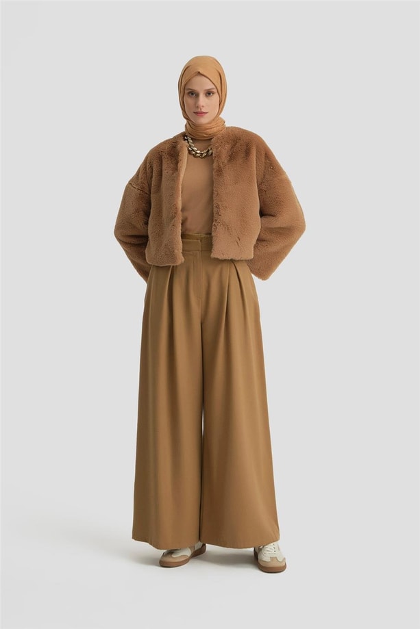 Armine Pileli Pantolon Etek 24K2709 Camel