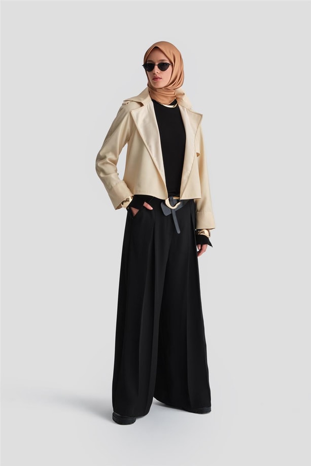 Armine Pileli Pantolon Etek 24K2715 Siyah