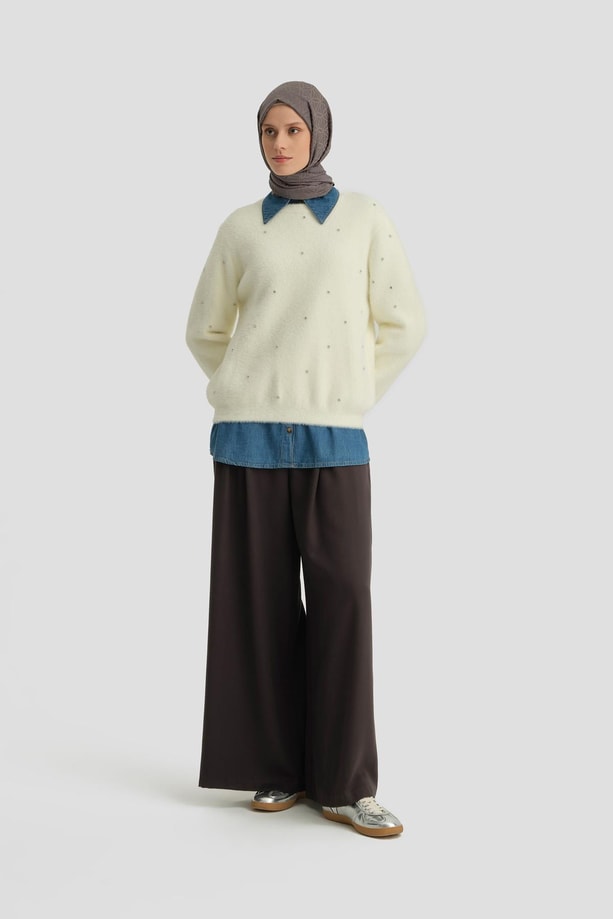 Armine Taş Detaylı Kazak 24KD2806 Aytaşı