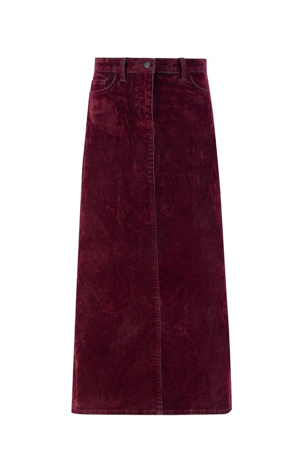 Armine Flok Baskılı Denim Takım 24KD3401 Bordo