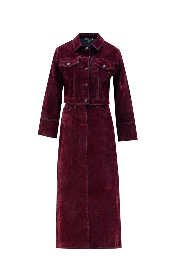 Armine Flok Baskılı Denim Takım 24KD3401 Bordo