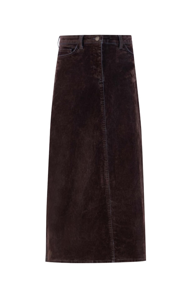 Armine Flok Baskılı Denim Takım 24KD3401 Kahverengi